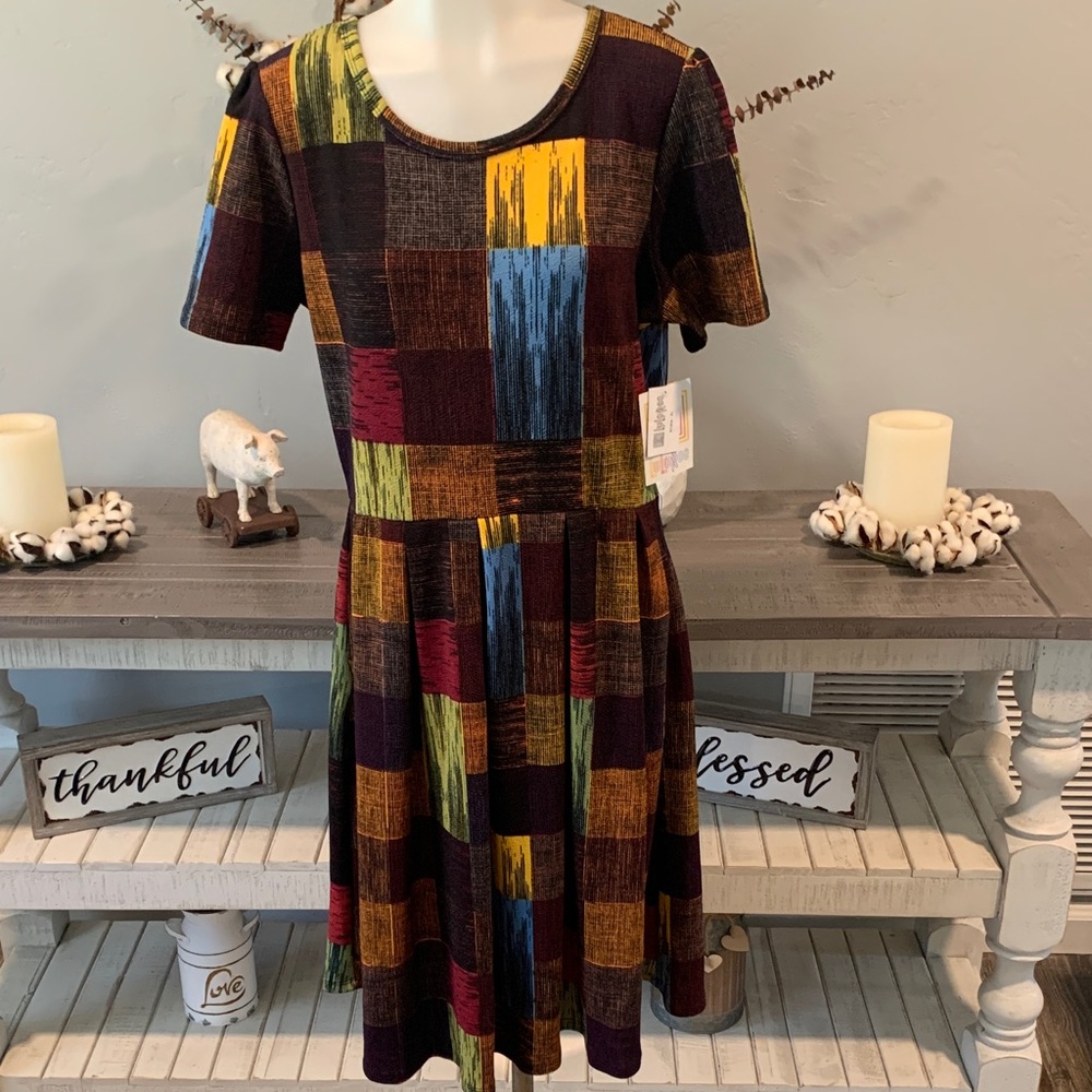 LuLaRoe Colorful Patchwork Midi Dress